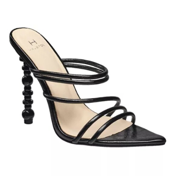 NWOT H by Halston Patent Leather Strappy Sculpted Heel Sandals Size 9 - Picture 1 of 10